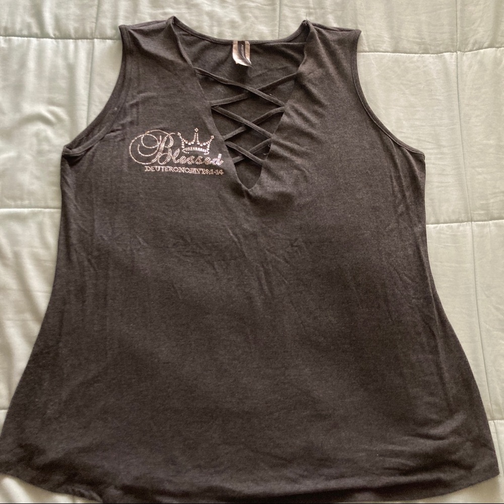 Bible verse dark grey tank top